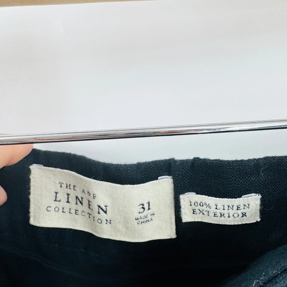 Abercrombie & Fitch Linen Scallop Hem Shorts Black 31 High Rise Coastal Summer - Picture 3 of 6